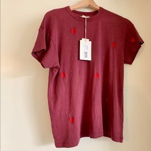 NWT The Great ❤️ Embroidery Boxy Tee Shirt